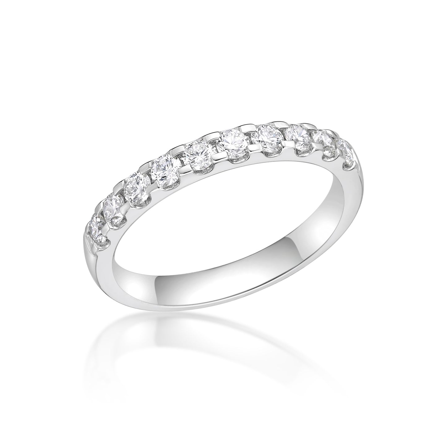 White Gold ring with small diamonds on a white background