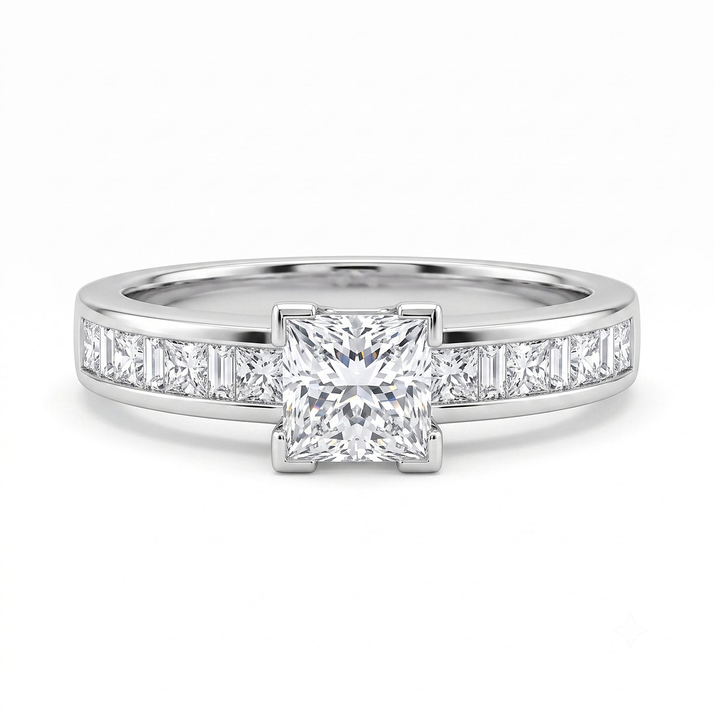 Princess Cut Natural Diamond Engagement Ring