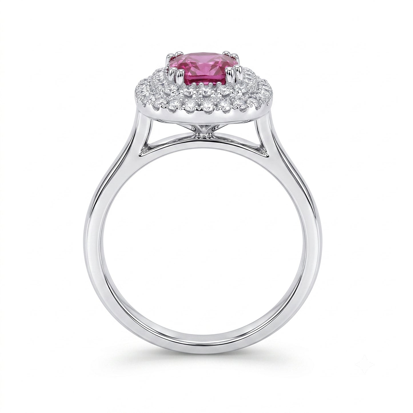 Ruby and Natural Diamond Double Halo Dress Ring
