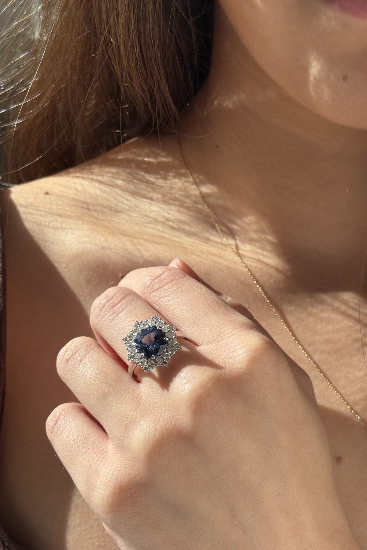 Ceylon Sapphire and Natural Diamond Dress Ring