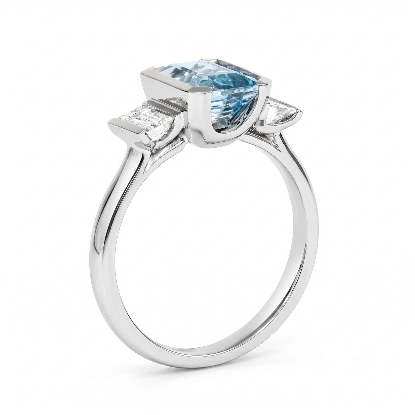 Aquamarine & Natural Diamond Dress Ring