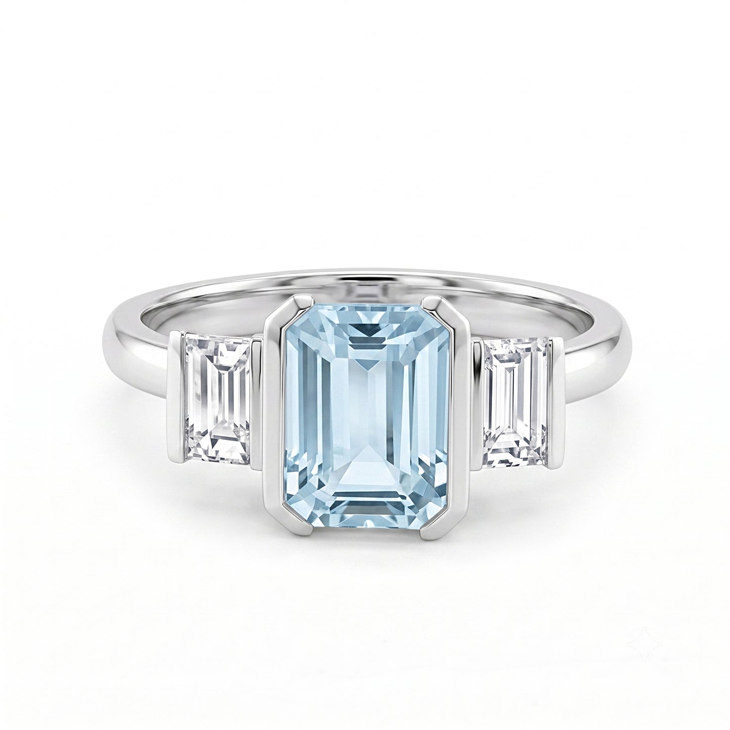 Aquamarine & Natural Diamond Dress Ring