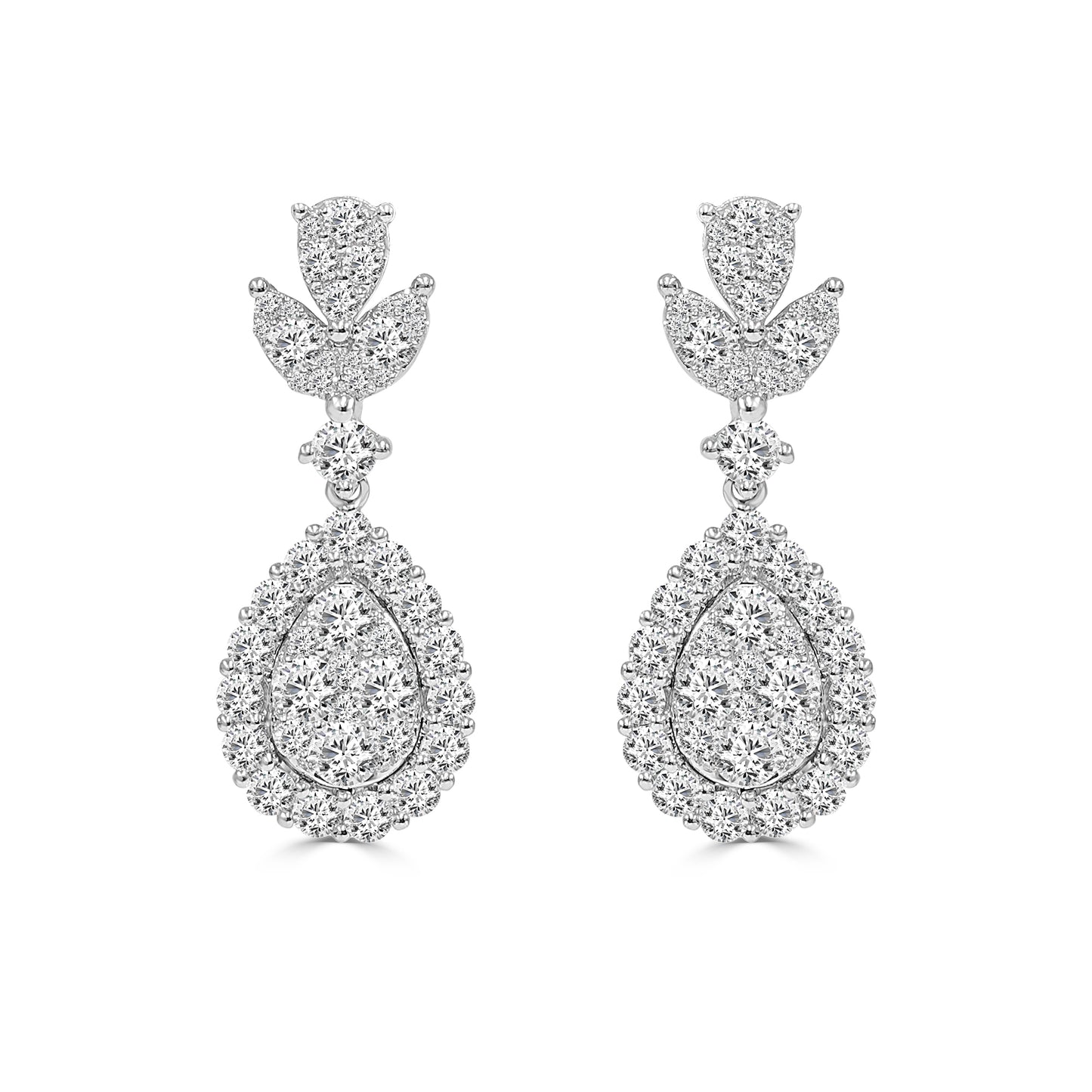 Round Brilliant Cut Natural Diamond Drop Earrings