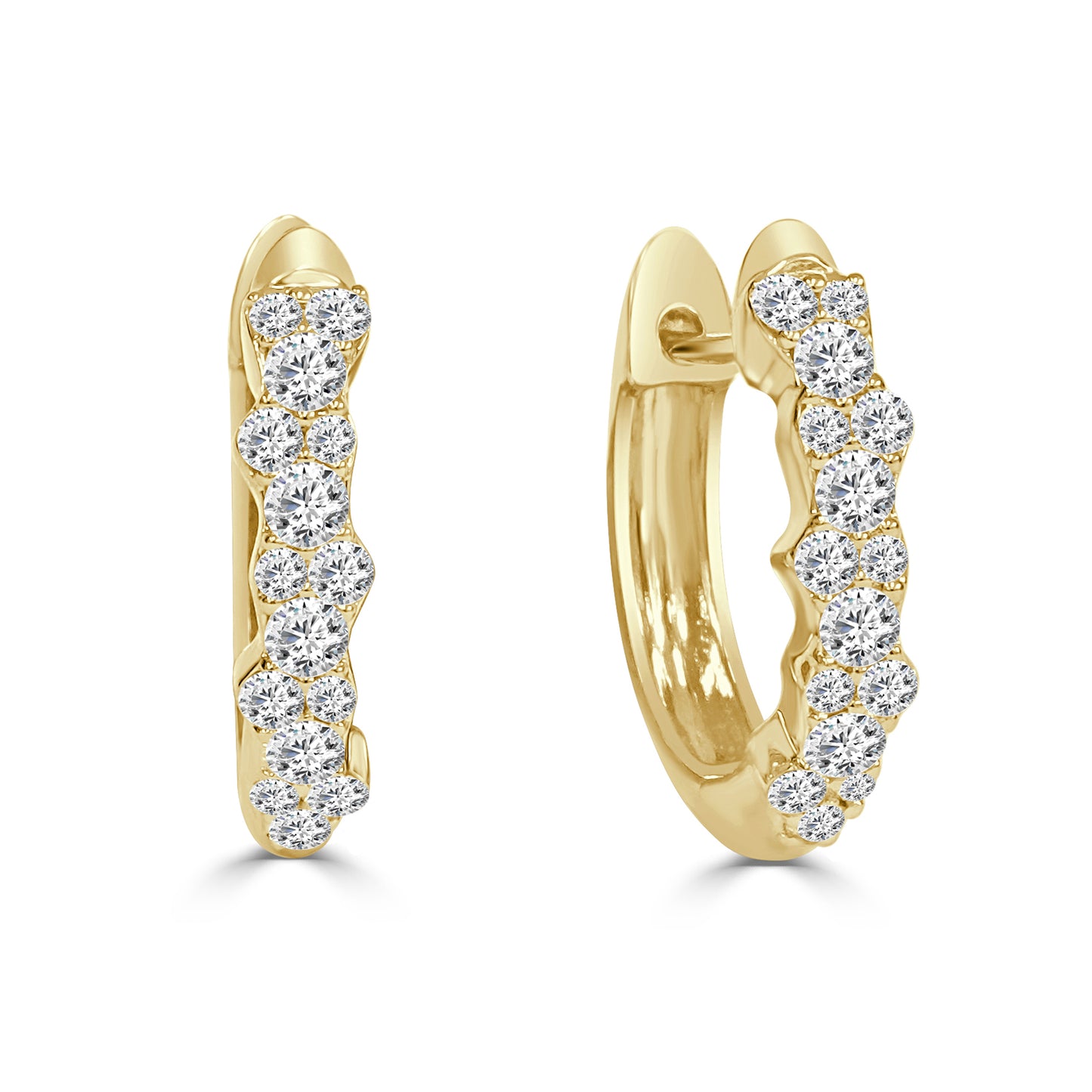 Diamond set Contoured Huggie Earrings