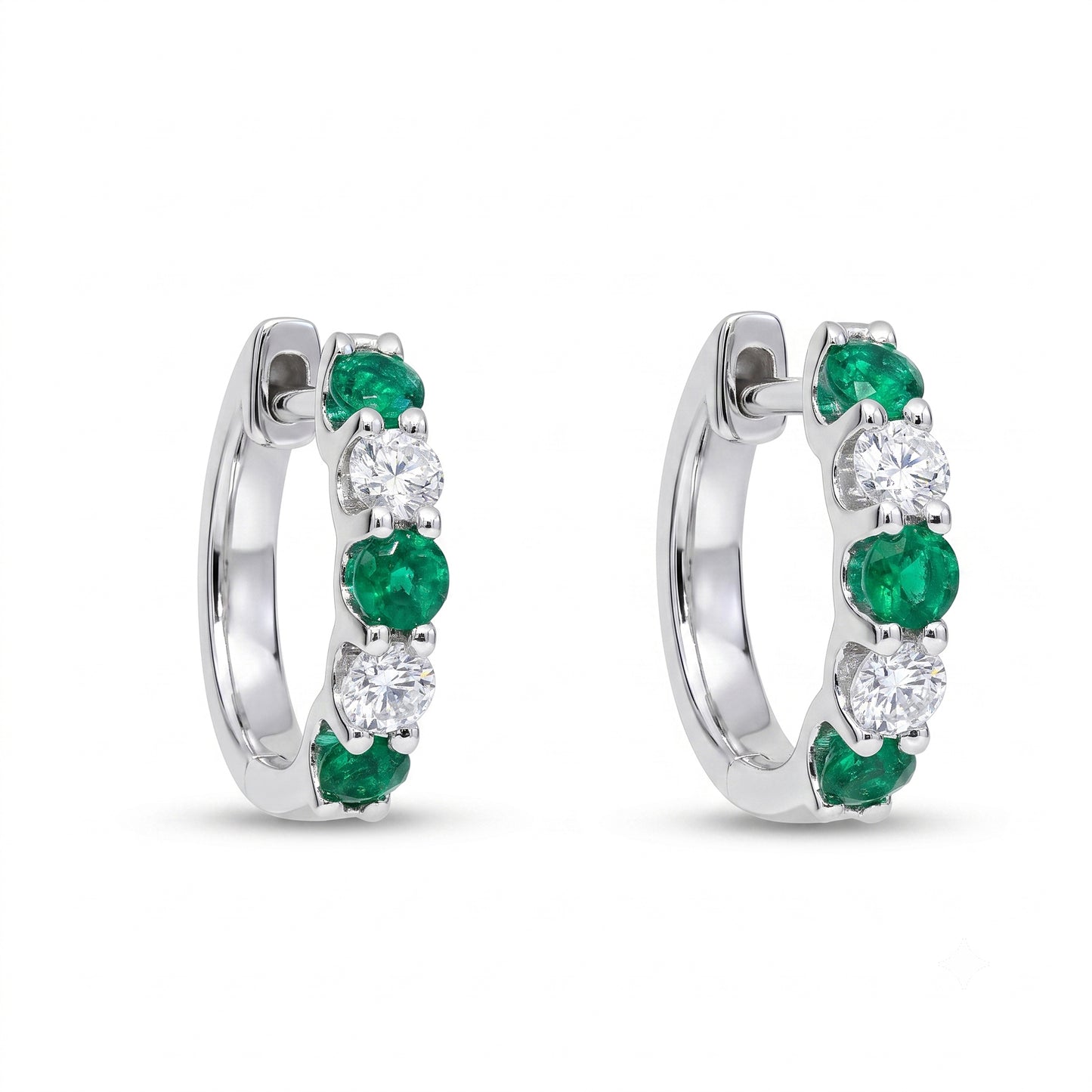 Emerald and Diamond Huggie Earrings