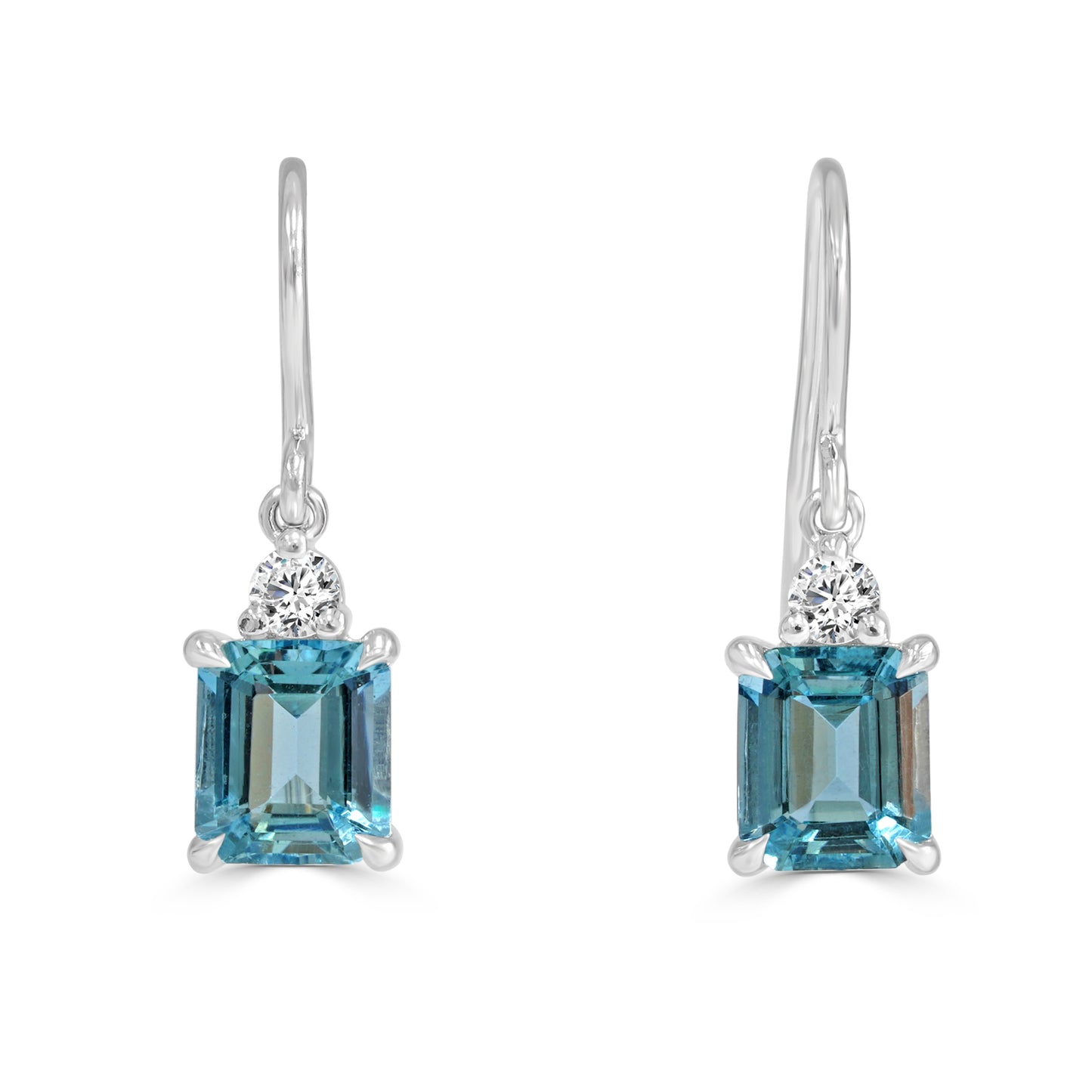 Aquamarine and Diamond Drop Earrings