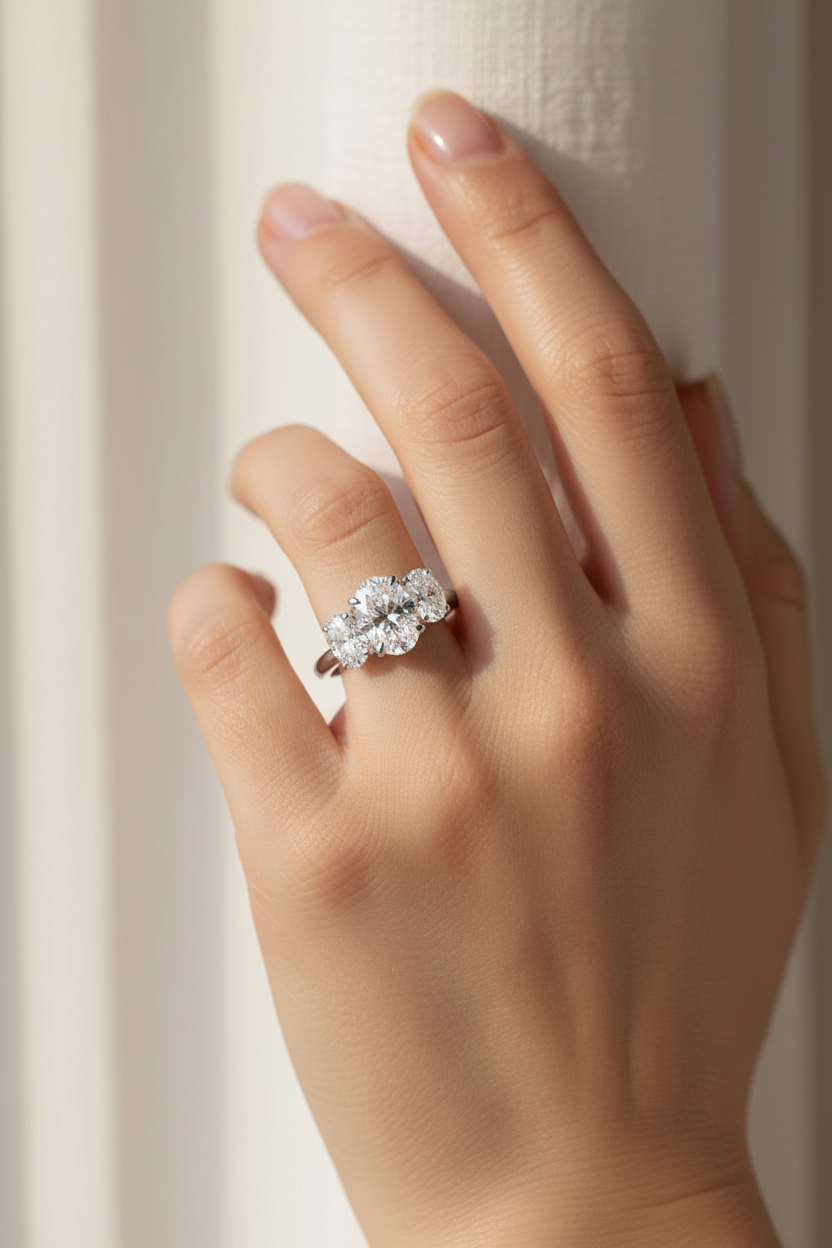 Astra - Lab Grown Diamond Oval Trilogy Engagement Ring