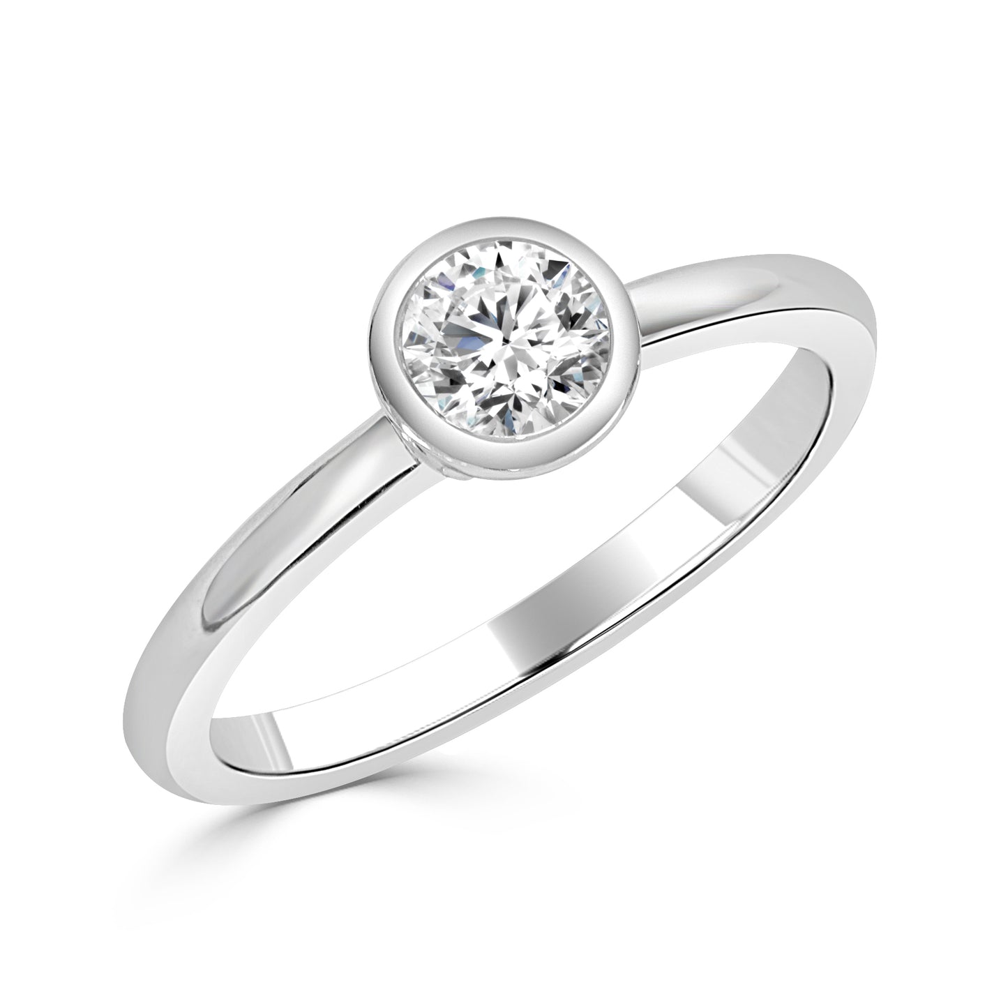 Bezel Set Round Brilliant Cut Diamond Engagement Ring image 1