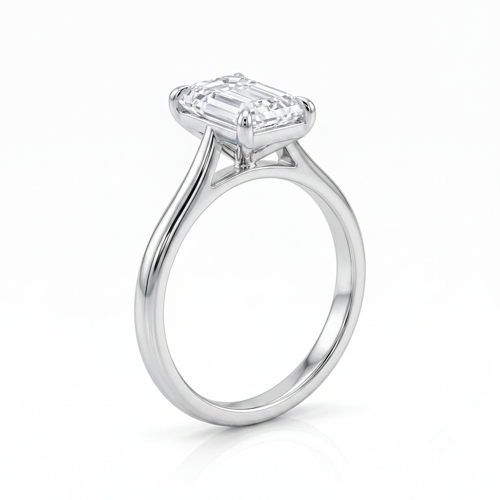 Lunara - Emerald Cut Lab Grown Engagement Ring