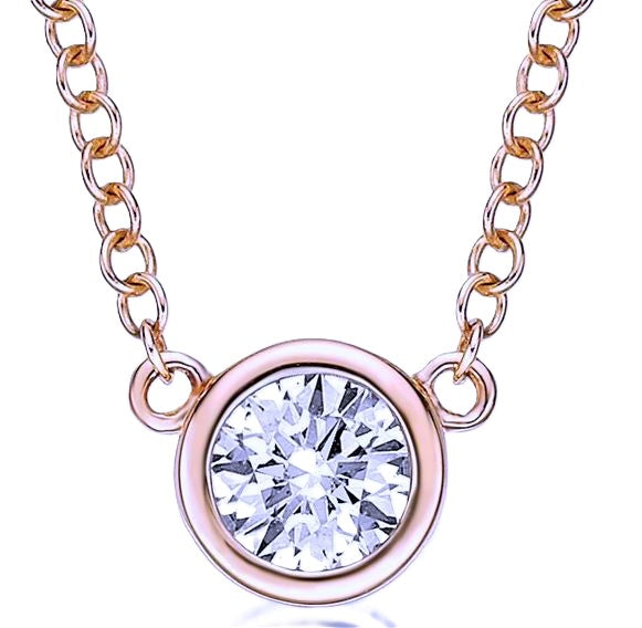 Round Brilliant Cut Bezel Set Diamond with Fine Chain