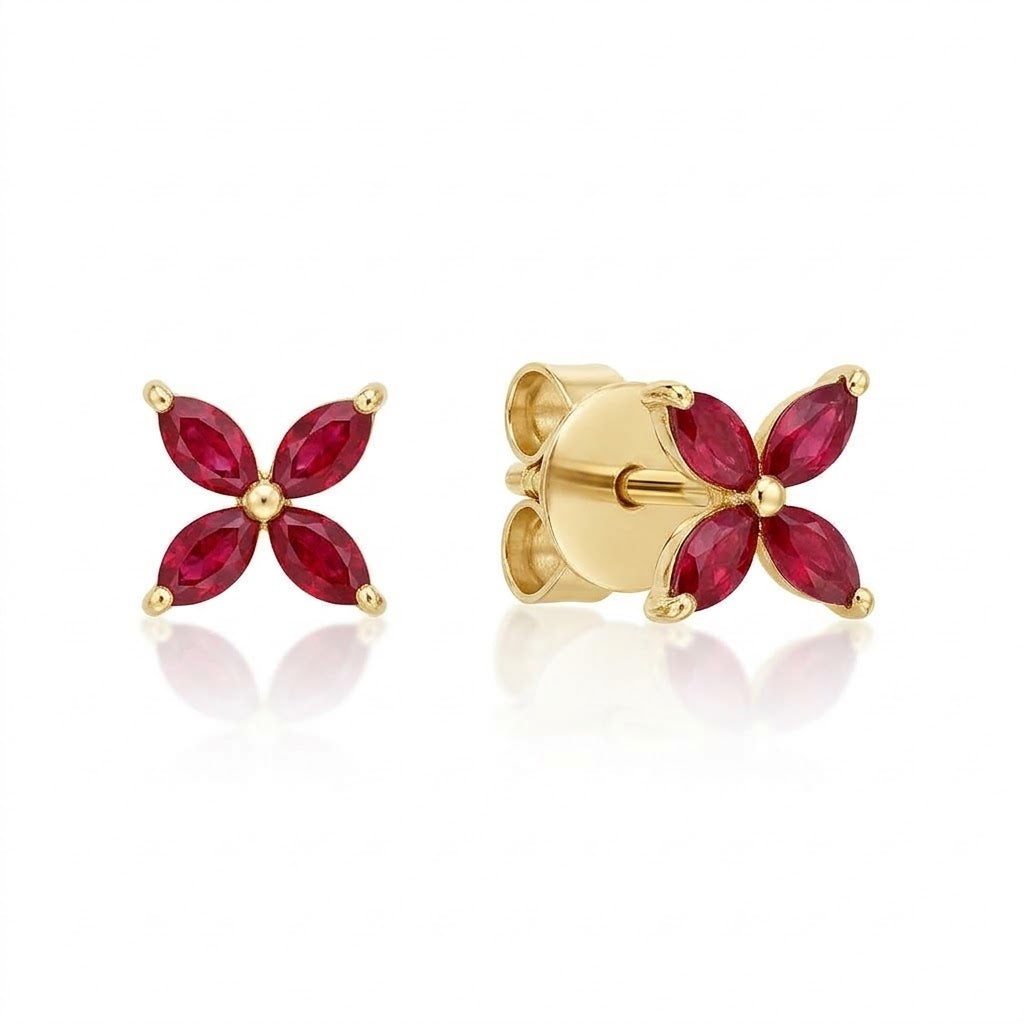 Ruby Marquise Cut Petal Earrings