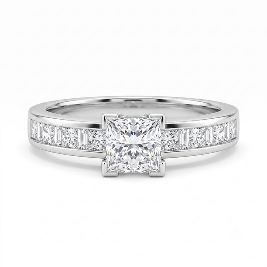 Princess Cut Natural Diamond Engagement Ring