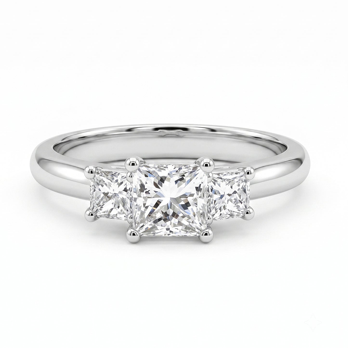 Princess Cut Natural Diamond Trilogy Ring