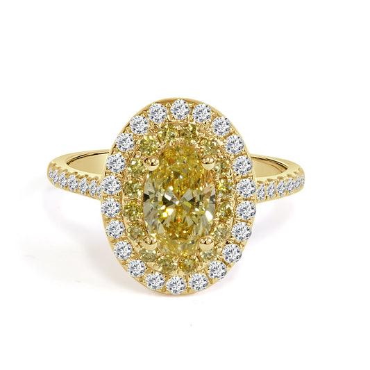 Amaris - Yellow Diamond Double Halo Engagement Ring