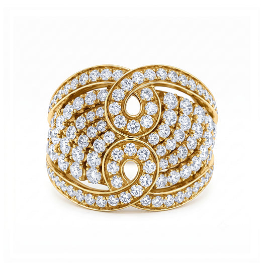 Art Deco Round Brilliant Cut Natural Diamond Dress Ring