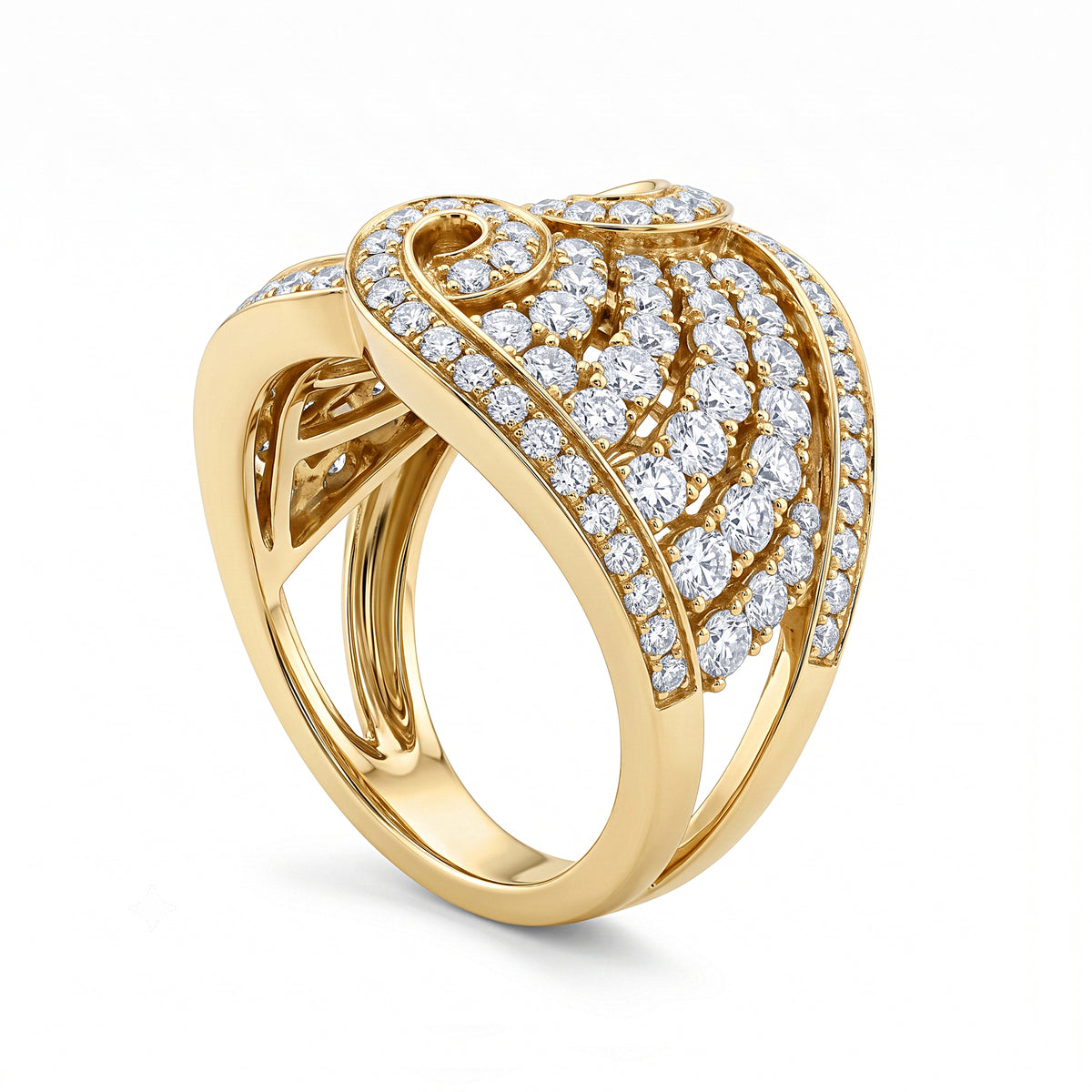Art Deco Round Brilliant Cut Natural Diamond Dress Ring
