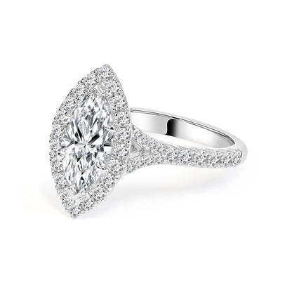 Lab Grown Marquise Diamond Halo Engagement Ring image 1