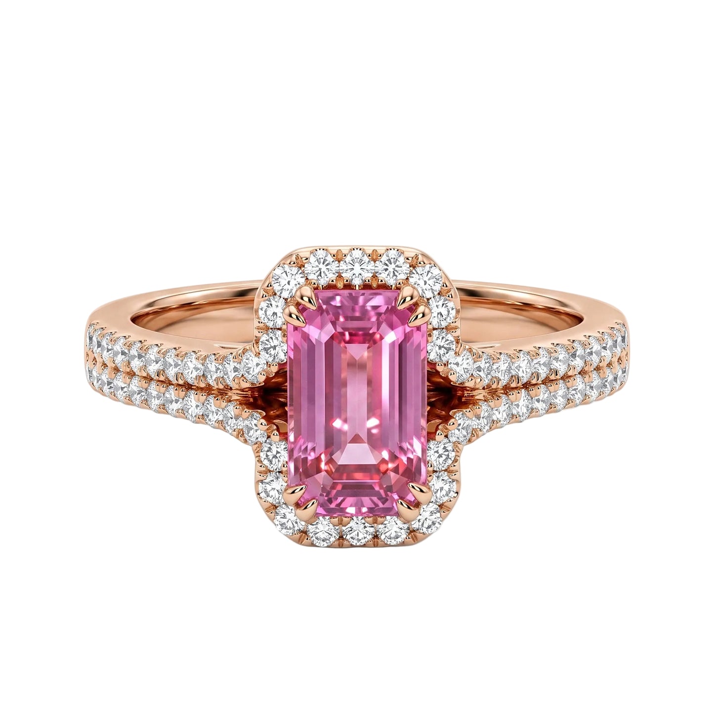 Pink Sapphire and Round Brilliant Cut Diamond Dress Ring