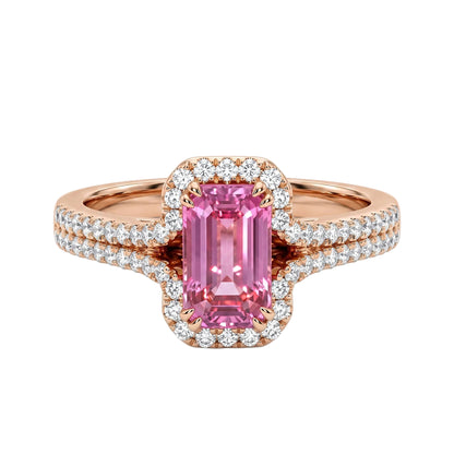 Pink Sapphire and Round Brilliant Cut Diamond Dress Ring