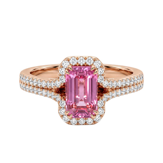 Pink Sapphire and Round Brilliant Cut Diamond Dress Ring