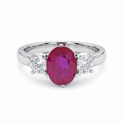Ruby and Natural Diamond Trilogy Dress Ring