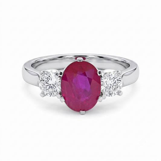 Ruby and Natural Diamond Trilogy Dress Ring