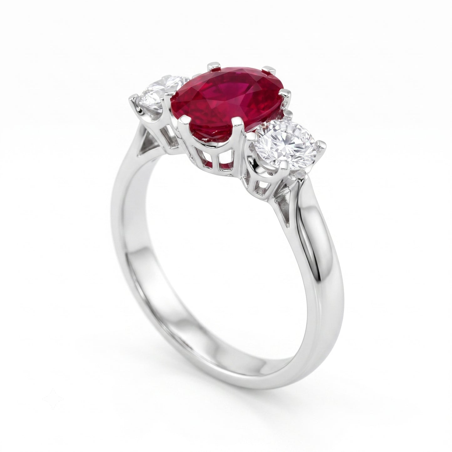 Ruby and Natural Diamond Trilogy Dress Ring