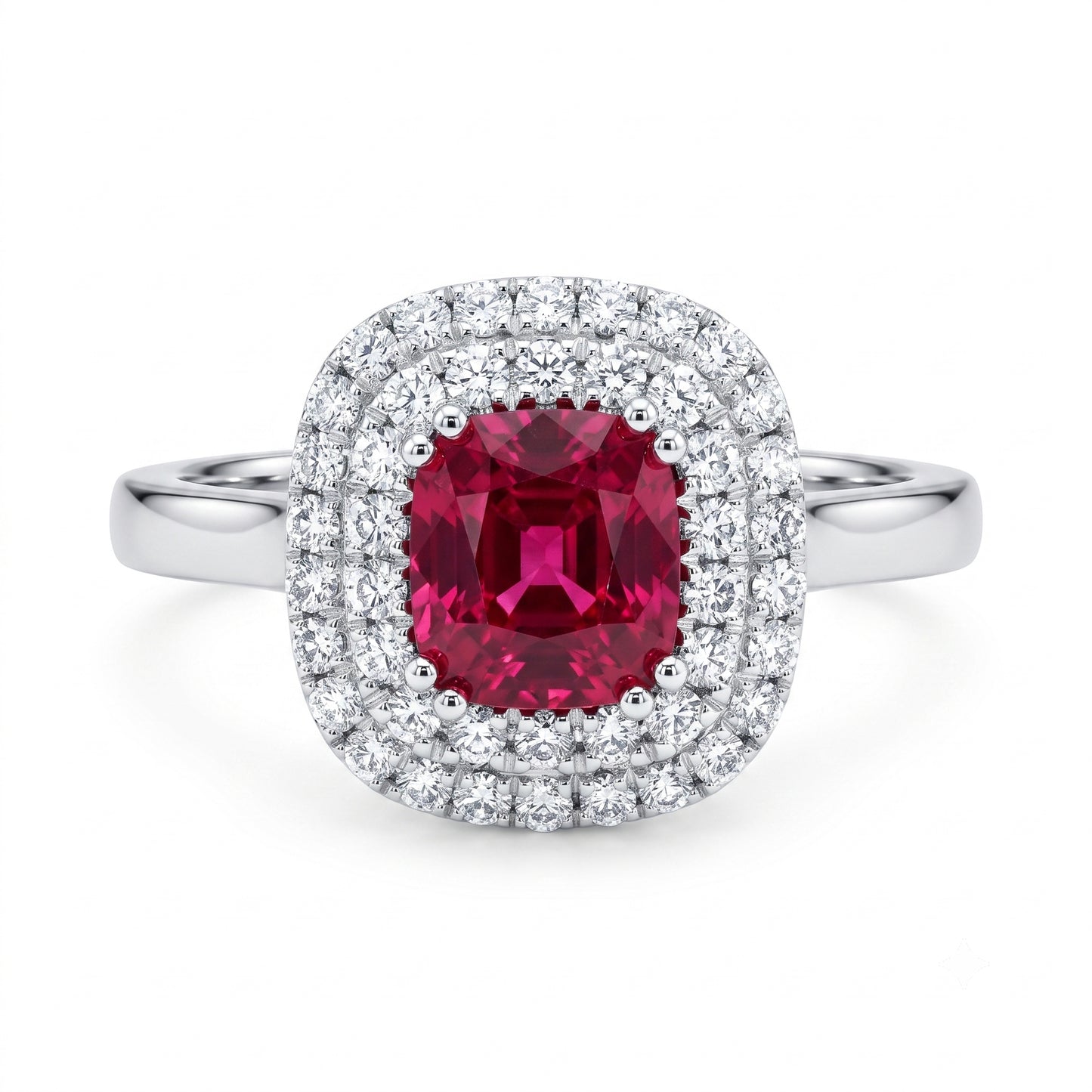 Ruby and Natural Diamond Double Halo Dress Ring