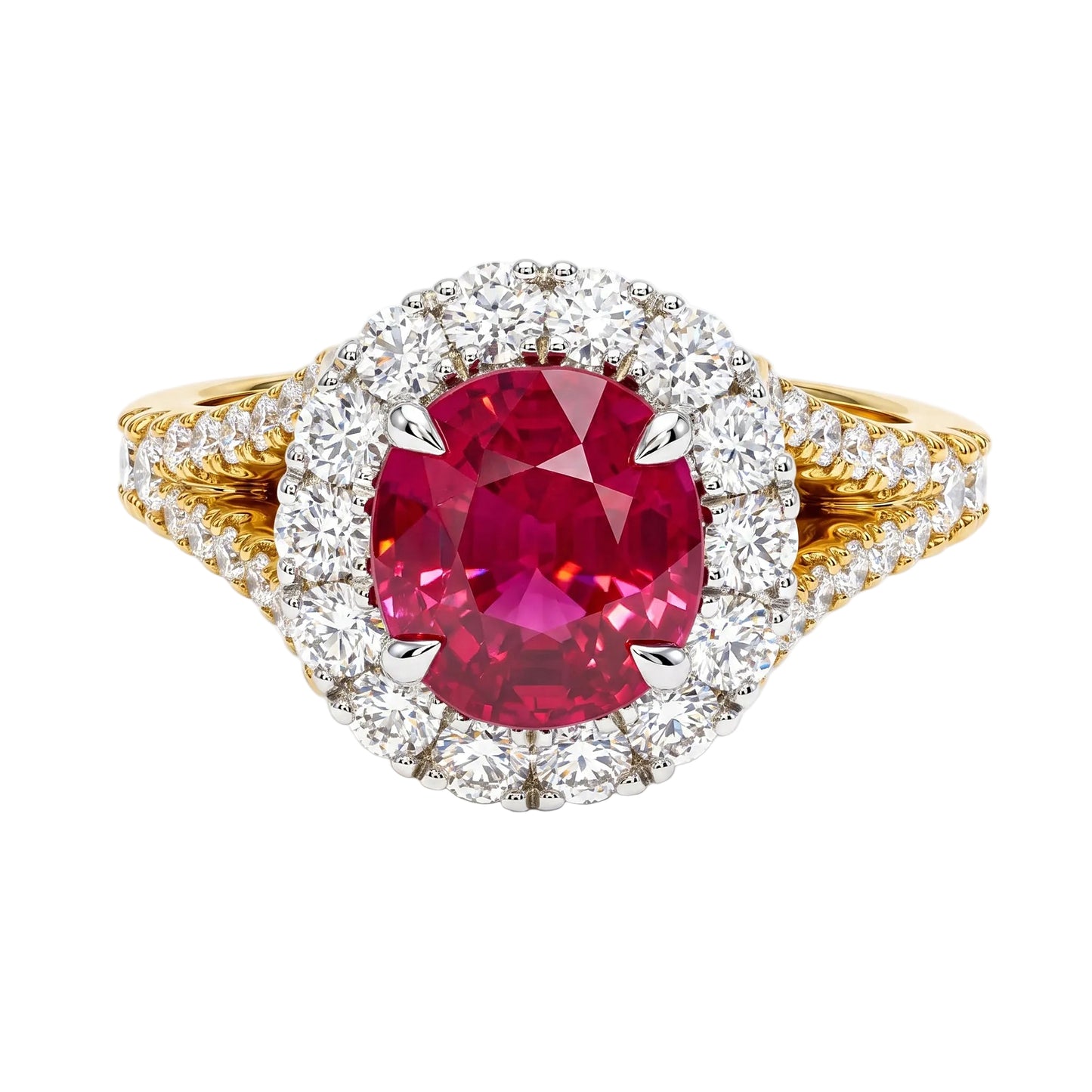 Ruby and Round Brilliant Cut Dress Ring