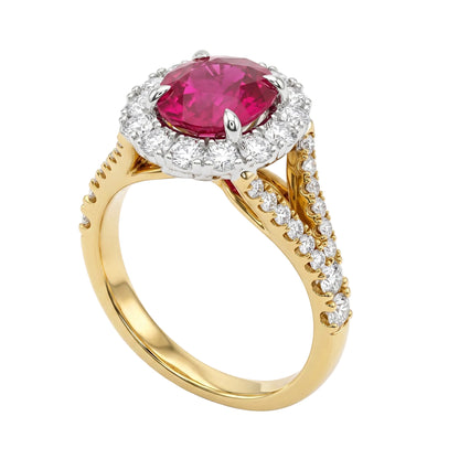 Ruby and Round Brilliant Cut Dress Ring