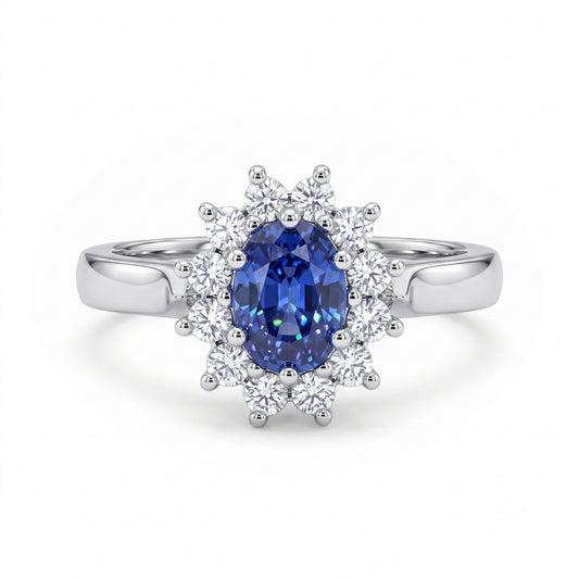 Ceylon Sapphire and Natural Diamond Dress Ring