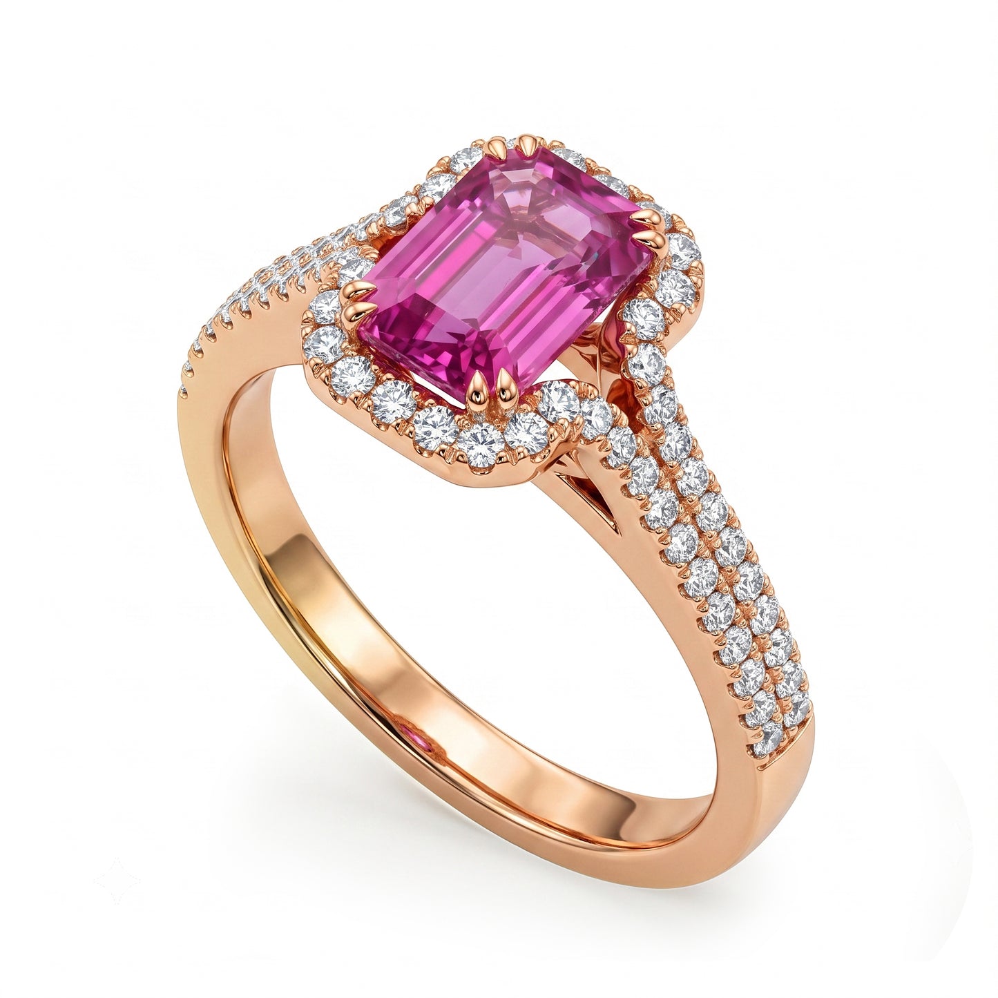 Pink Sapphire and Round Brilliant Cut Diamond Dress Ring