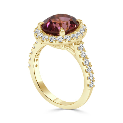 Pink Tourmaline and Diamond Halo Dress Ring