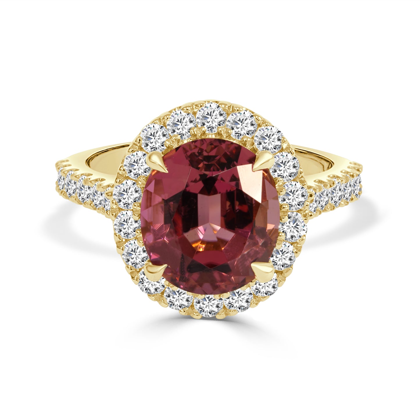 Pink Tourmaline and Diamond Halo Dress Ring