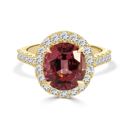 Pink Tourmaline and Diamond Halo Dress Ring