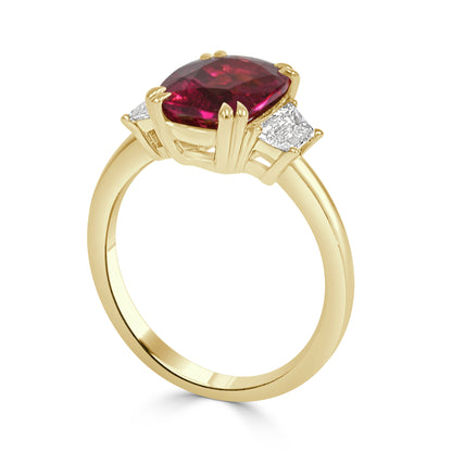 Portia - 18K Gold Rubellite and Diamond Ring