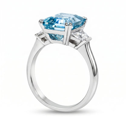 Portia - Aquamarine and Natural Diamond Dress Ring