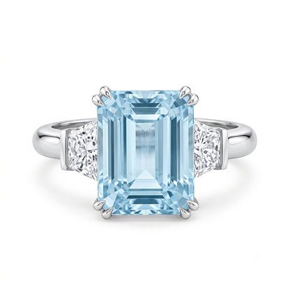 Portia - Aquamarine and Natural Diamond Dress Ring