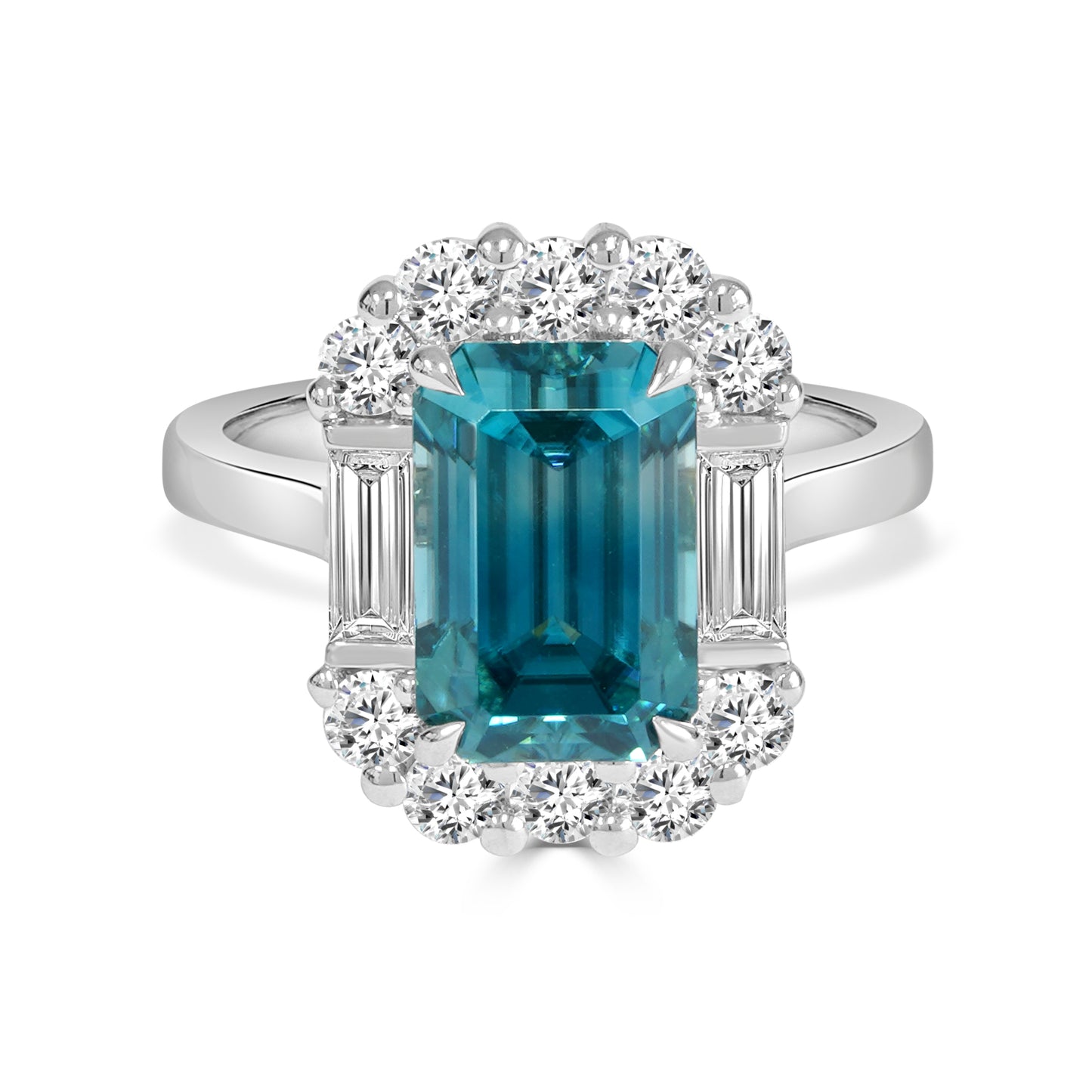 Blue Zircon and Diamond Dress Ring