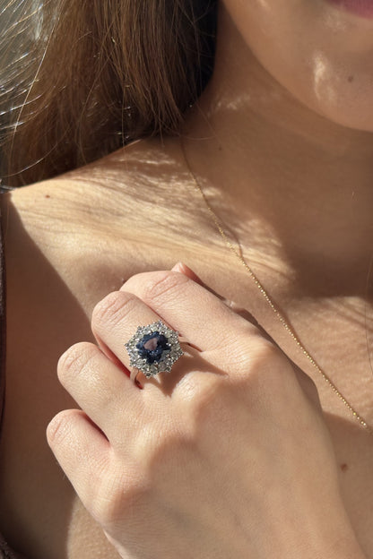 Ceylon Sapphire and Natural Diamond Dress Ring