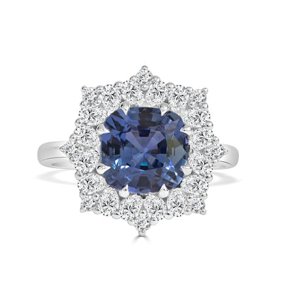 Ceylon Sapphire and Natural Diamond Dress Ring