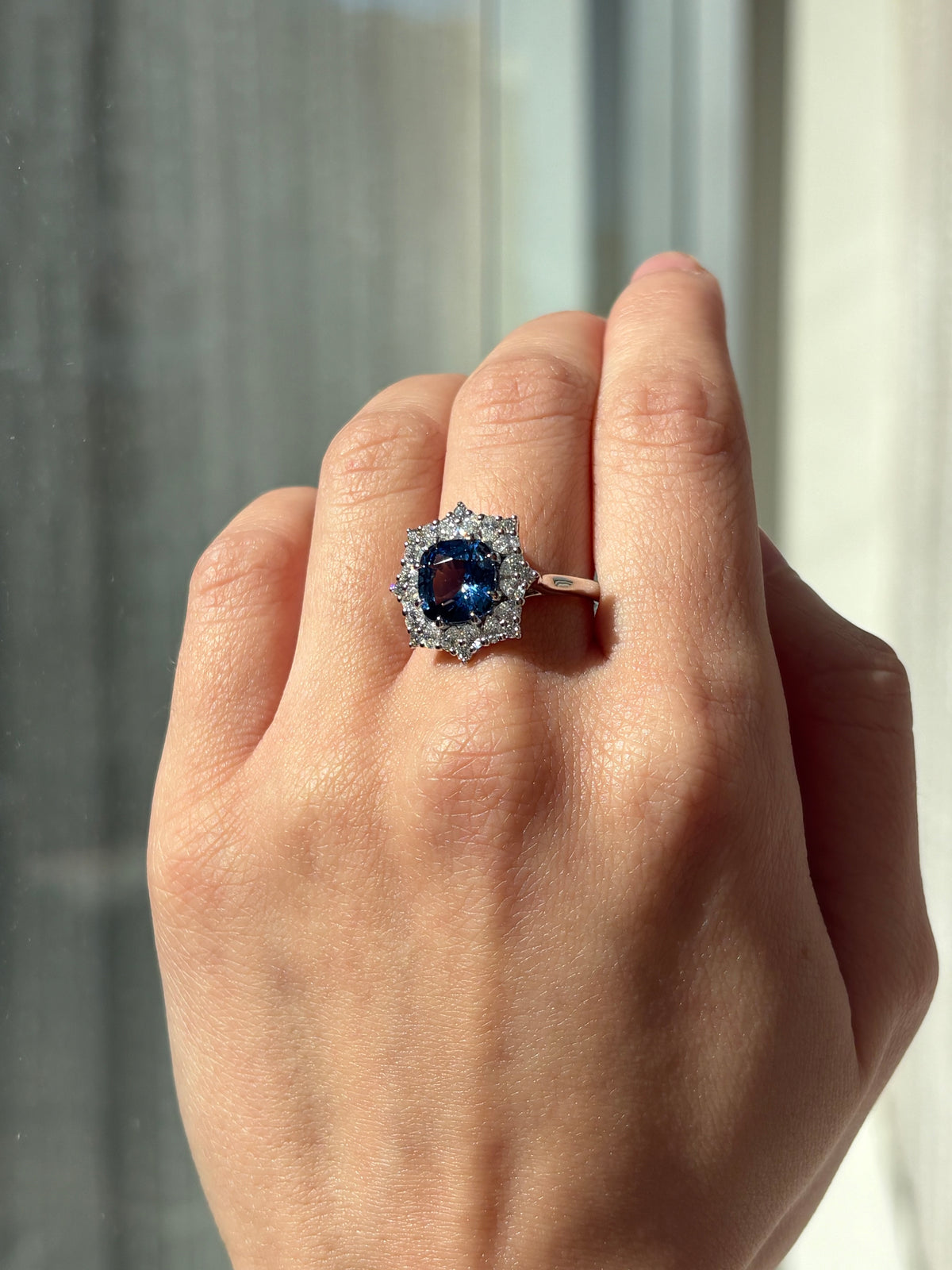 Ceylon Sapphire and Natural Diamond Dress Ring