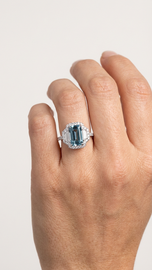 Sable - Aquamarine and Diamond Ring
