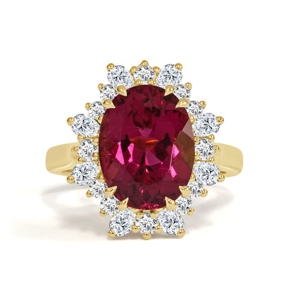 Rubellite and Natural Diamond Dress Ring