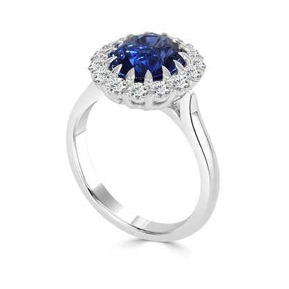 Ceylon Sapphire and Natural Diamond Dress Ring