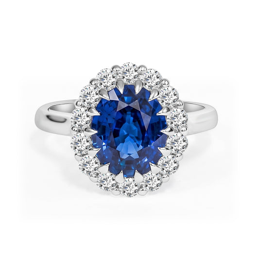 Ceylon Sapphire and Natural Diamond Dress Ring