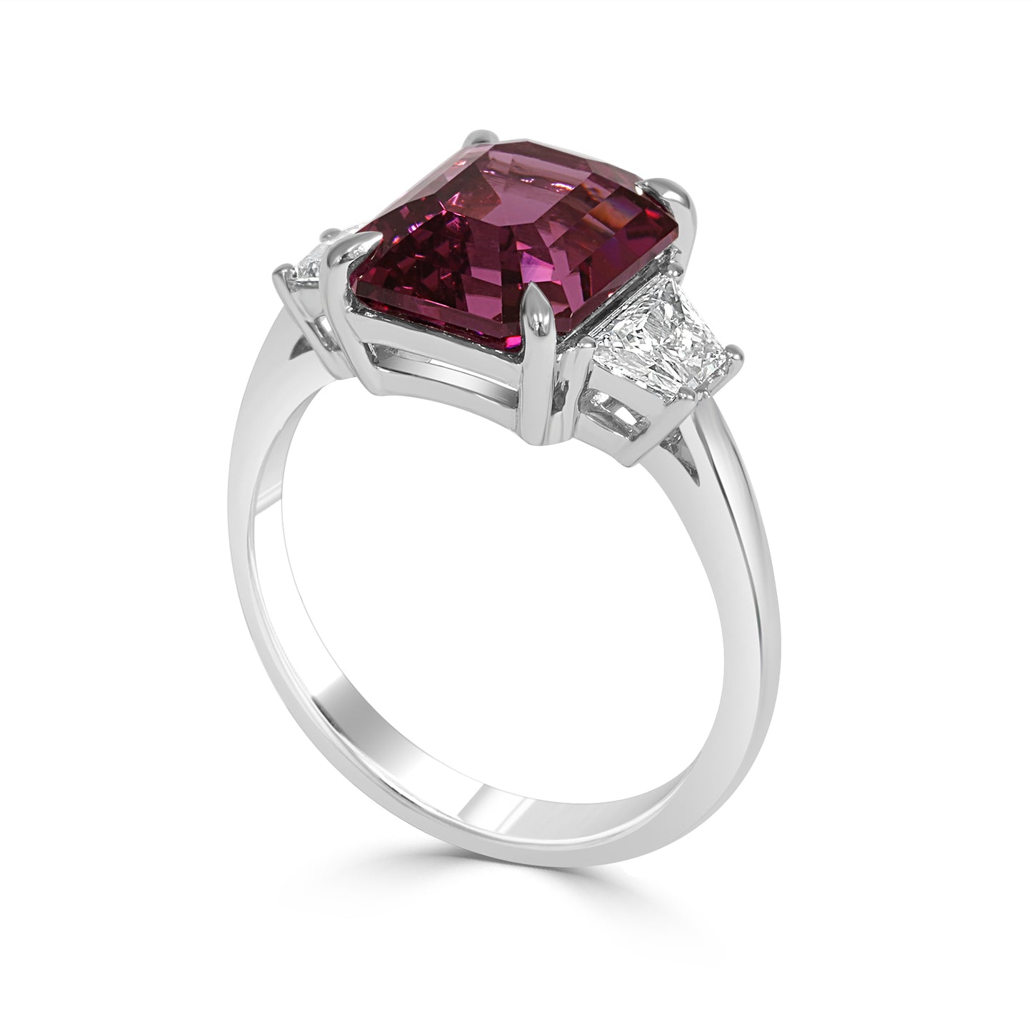Portia - Rhodolite Garnet & Diamond Trilogy Dress Ring