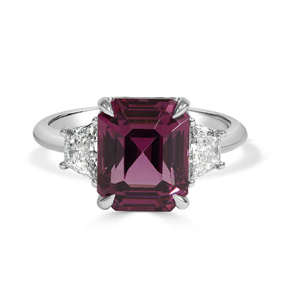 Portia - Rhodolite Garnet & Diamond Trilogy Dress Ring