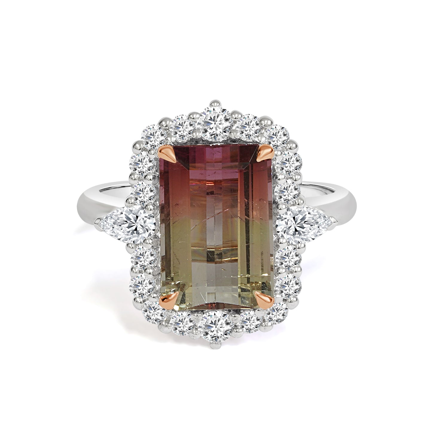 Bi-Colour Tourmaline and Diamond Dress Ring