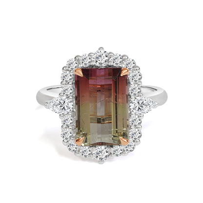 Bi-Colour Tourmaline and Diamond Dress Ring